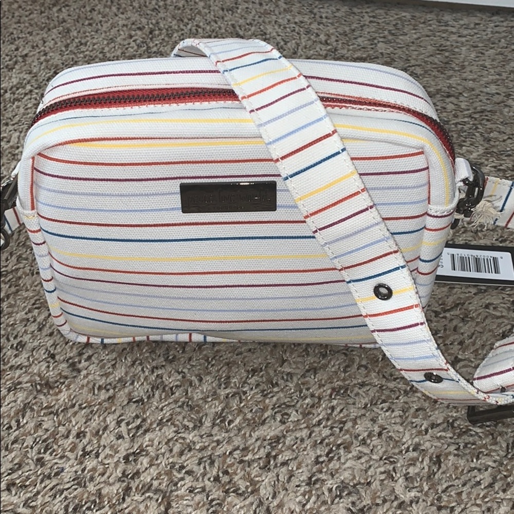 Peace Love World Quilted Crossbody Bag multi color